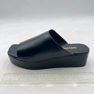 Maiyang Black Peep Toe Slip on Flatform Mules Low Heel Backless Slide Sandals